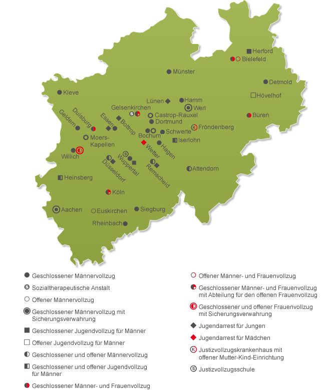Justizvollzugsanstalten in Nordrhein-Westfalen
